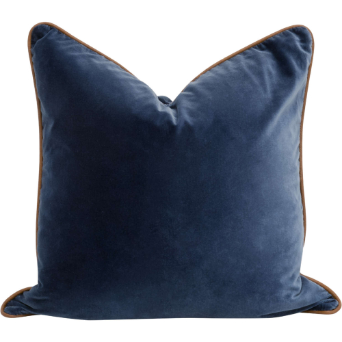 Not So Basic 22" Pillow in Denim Velvet & Brown Top Grain Leather 7202-22.DEN/WB (Set of 2)